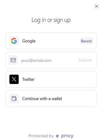 Bullseye login modal showing email, Google, and X login options